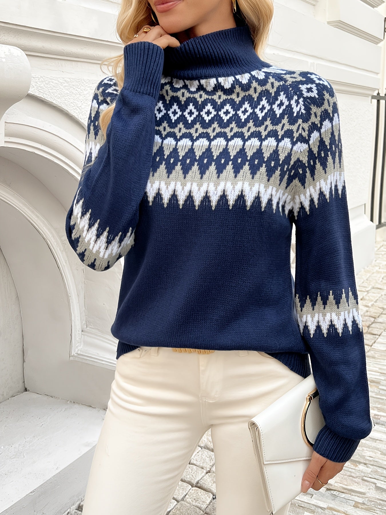 Savora™ | Elegant Geometric Knit Sweater