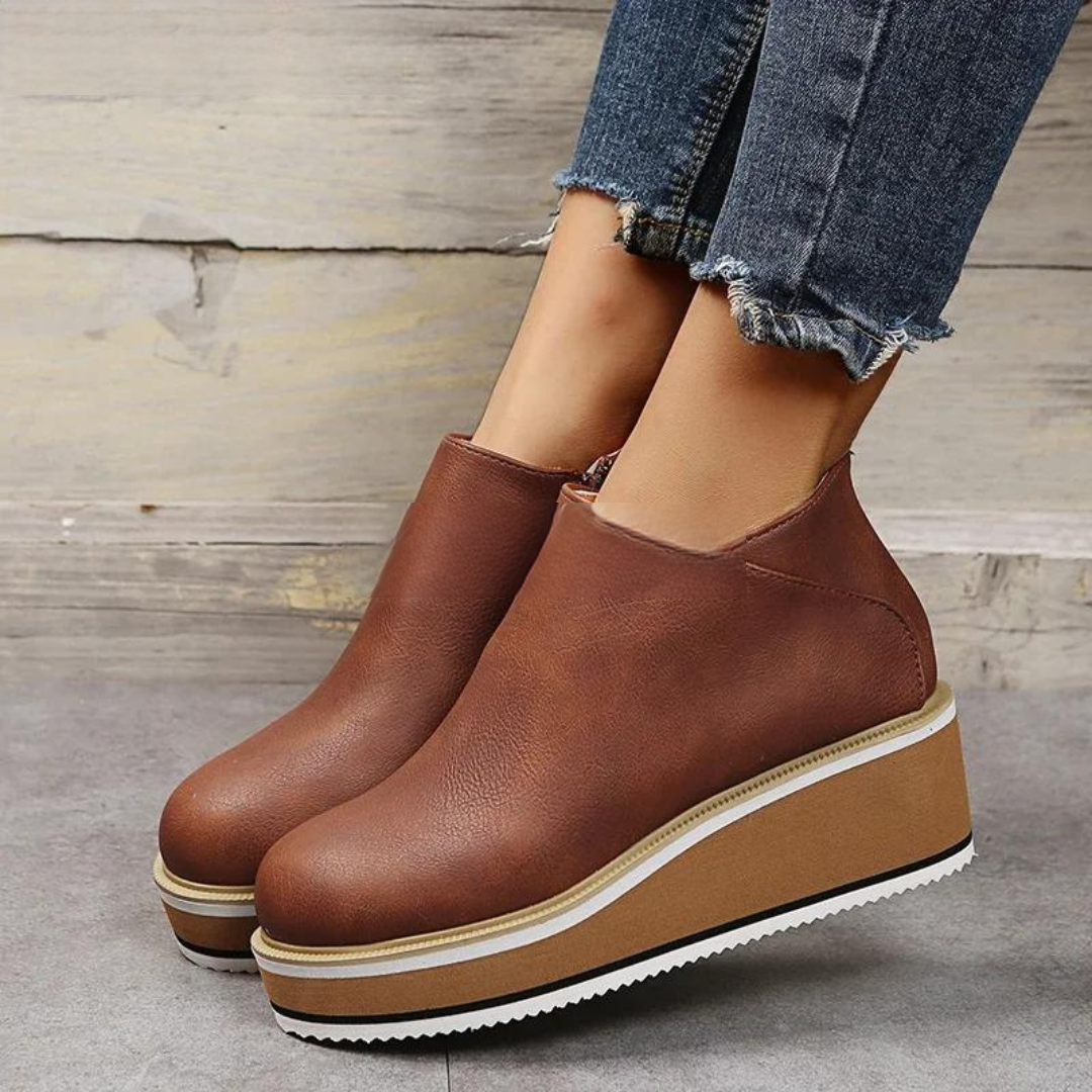 Savora™ | Orthopedic Leather ComfortStep Ankle Platform Boots