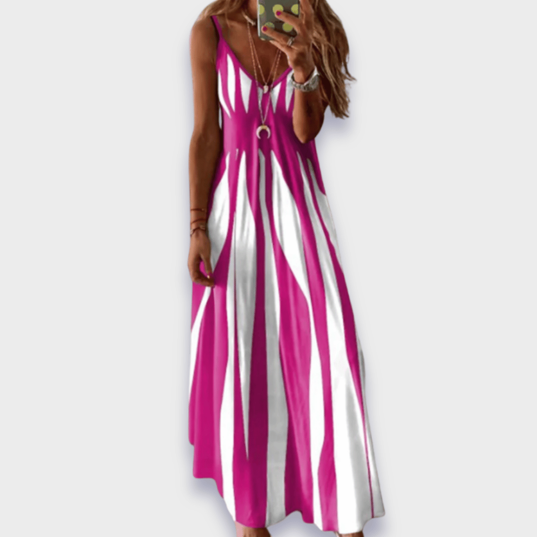 Savora™ – Blossom Striped Sleeveless Maxi Dress