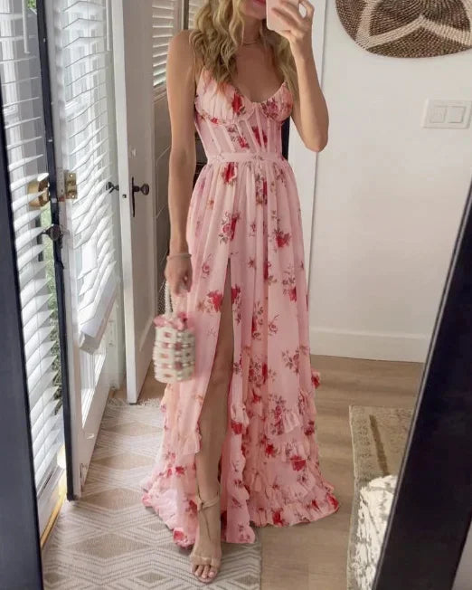 Savora™ – Floral Ruffle Maxi Dress