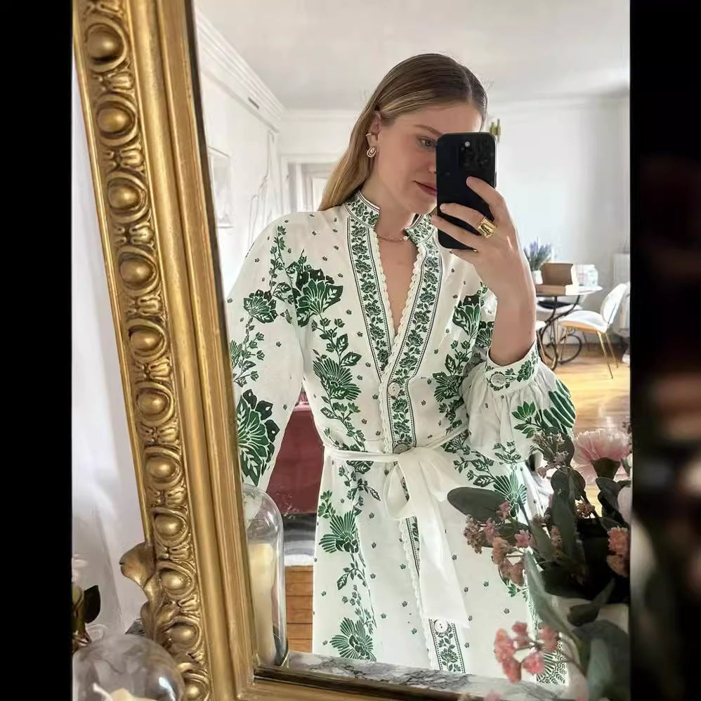 Savora™ – Floral Maxi Shirt Dress