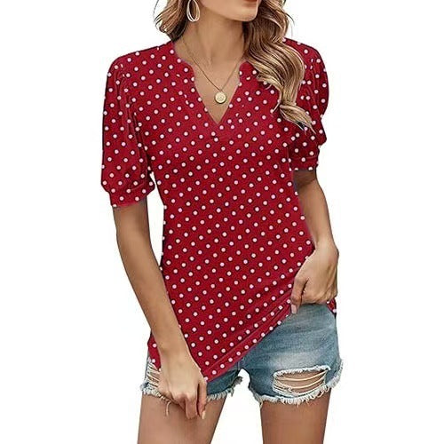 Savora™ – Polka Dot V-Neck Blouse