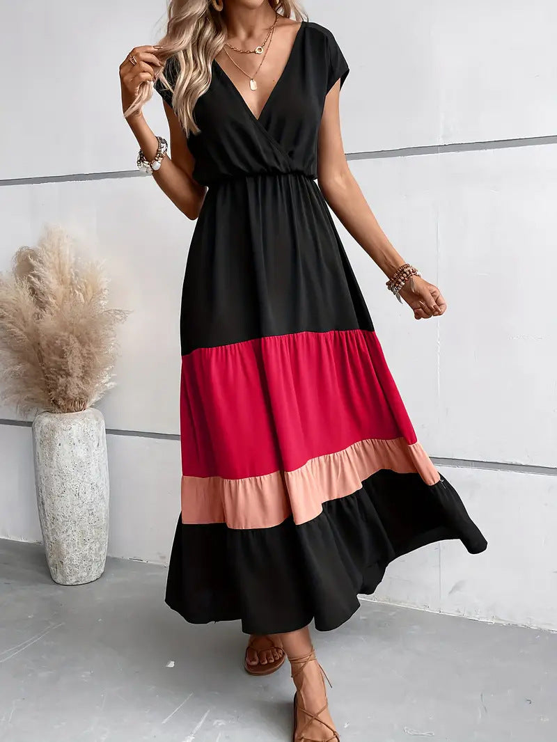 Savora™ – Colour Block Tiered Maxi Dress
