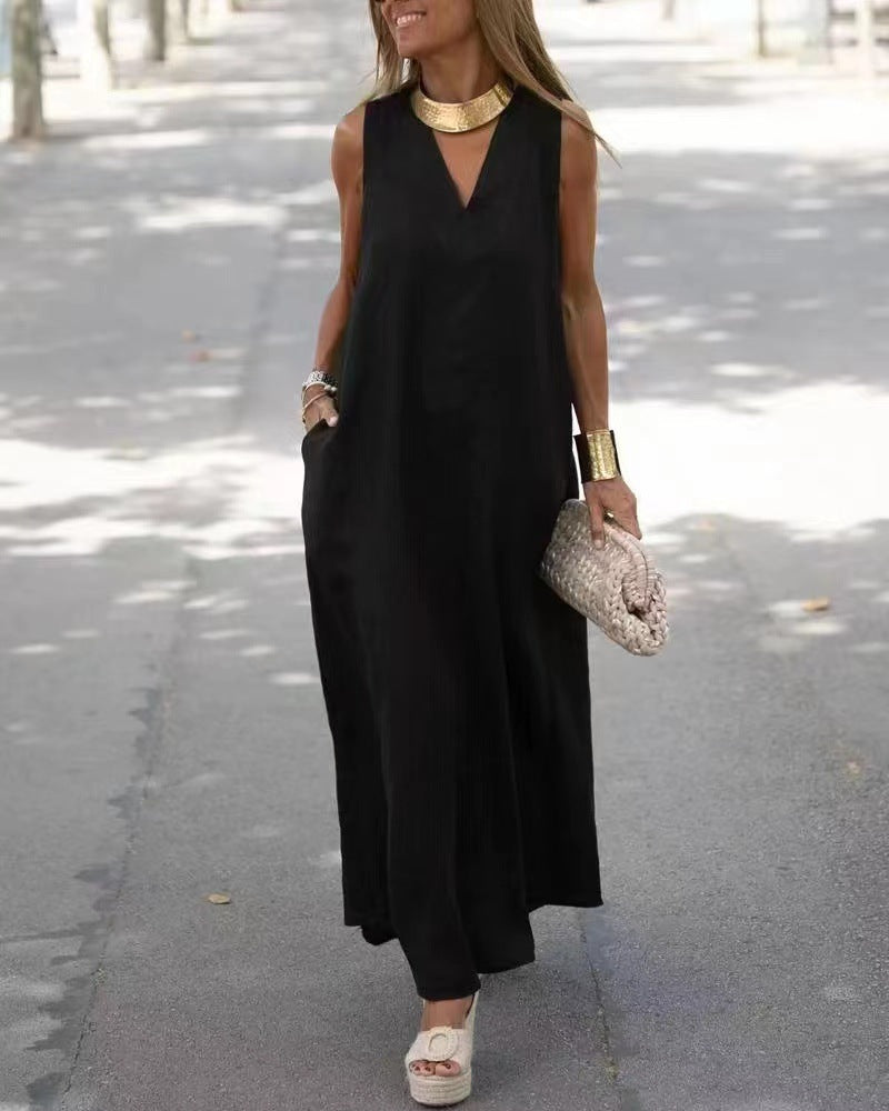 Savora™ – Sleeveless V-Neck Maxi Dress