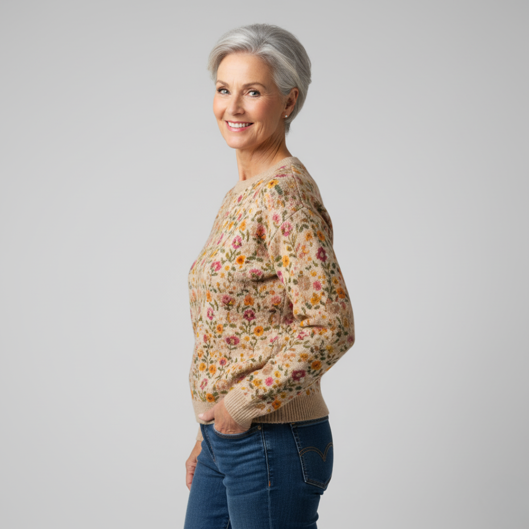 Savora™ | Elegant Floral Knit Sweater