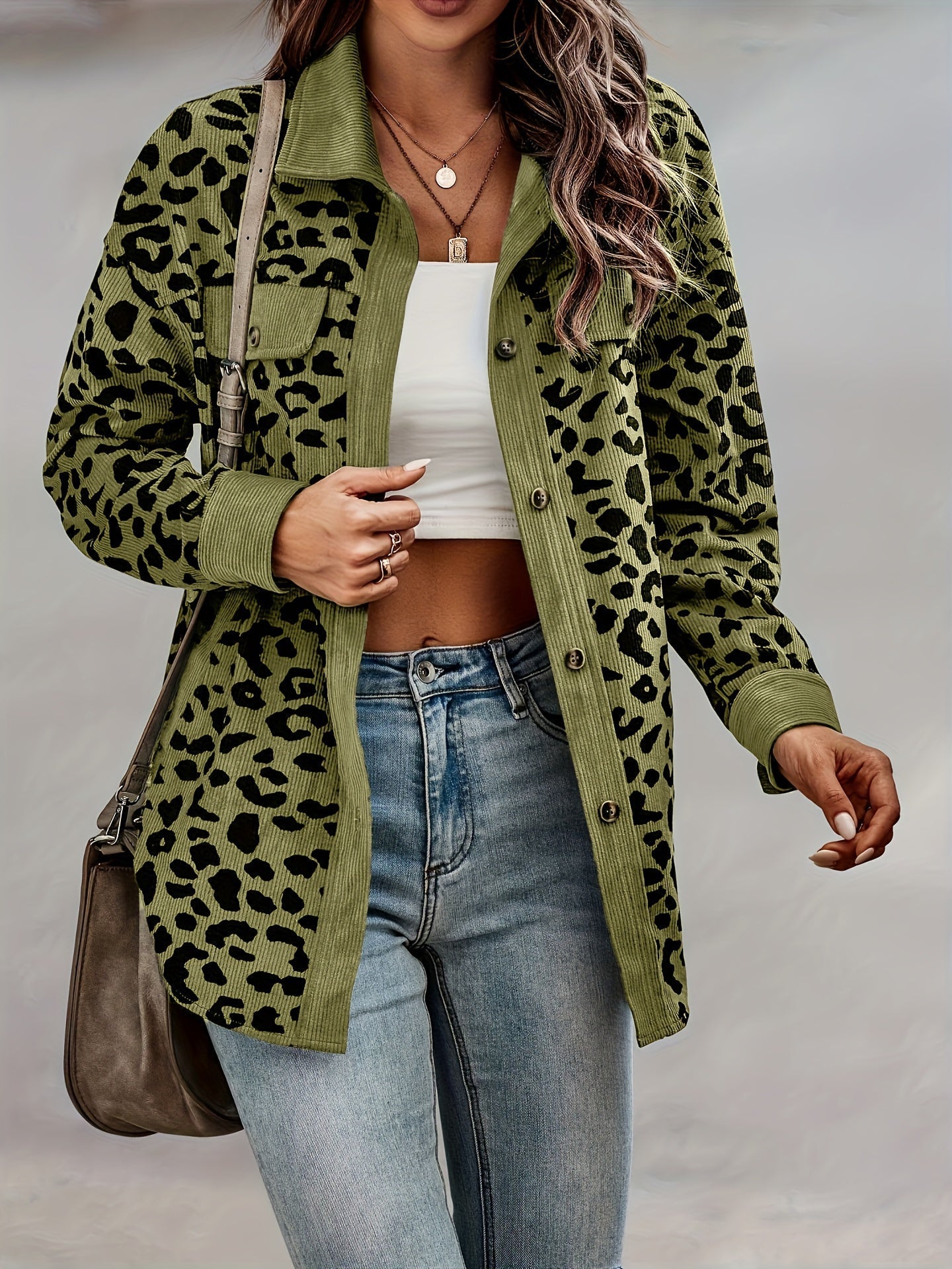 Savora™ - Leopard Print Shacket Jacket