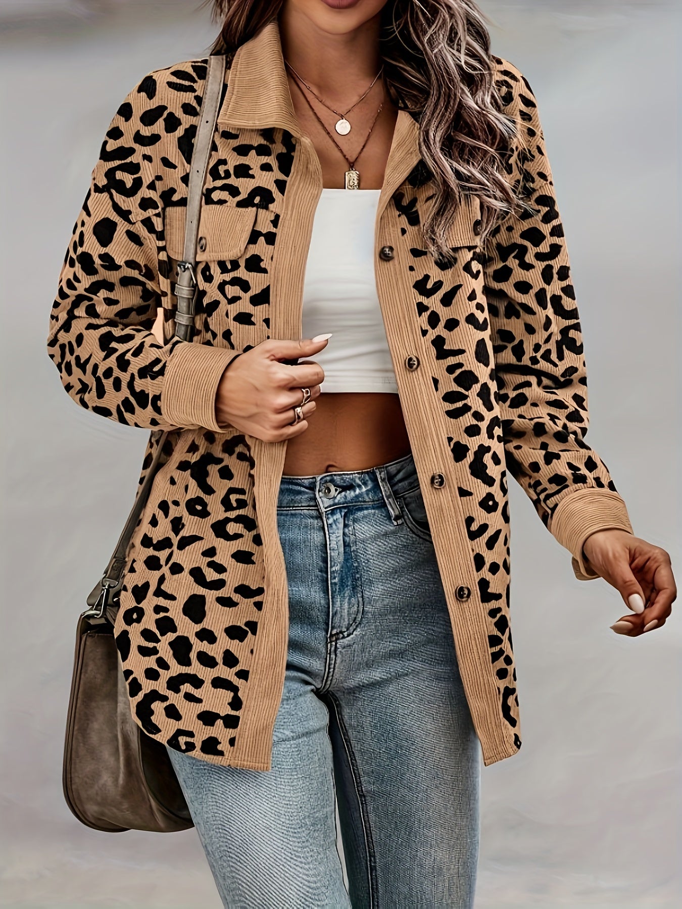 Savora™ - Leopard Print Shacket Jacket