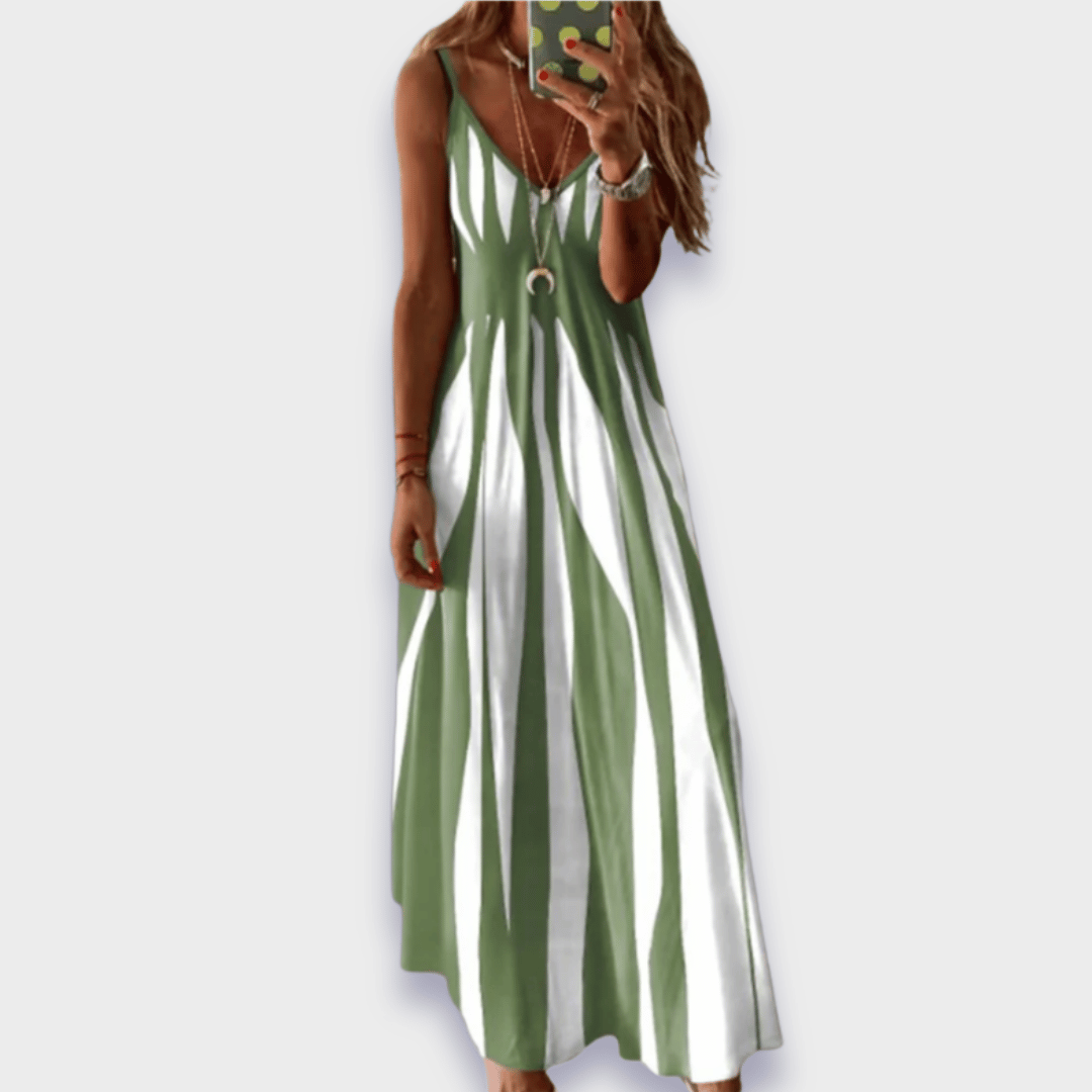 Savora™ – Blossom Striped Sleeveless Maxi Dress