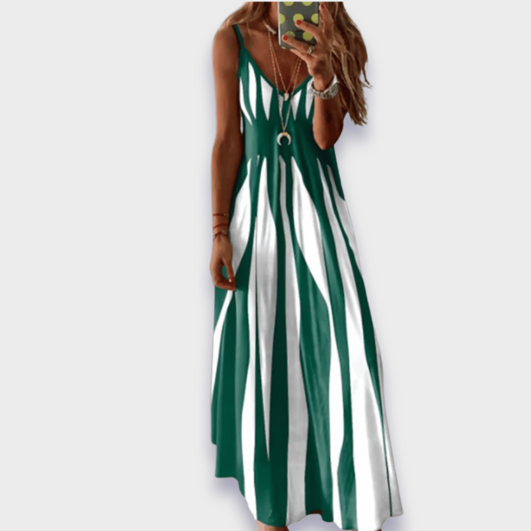 Savora™ – Blossom Striped Sleeveless Maxi Dress