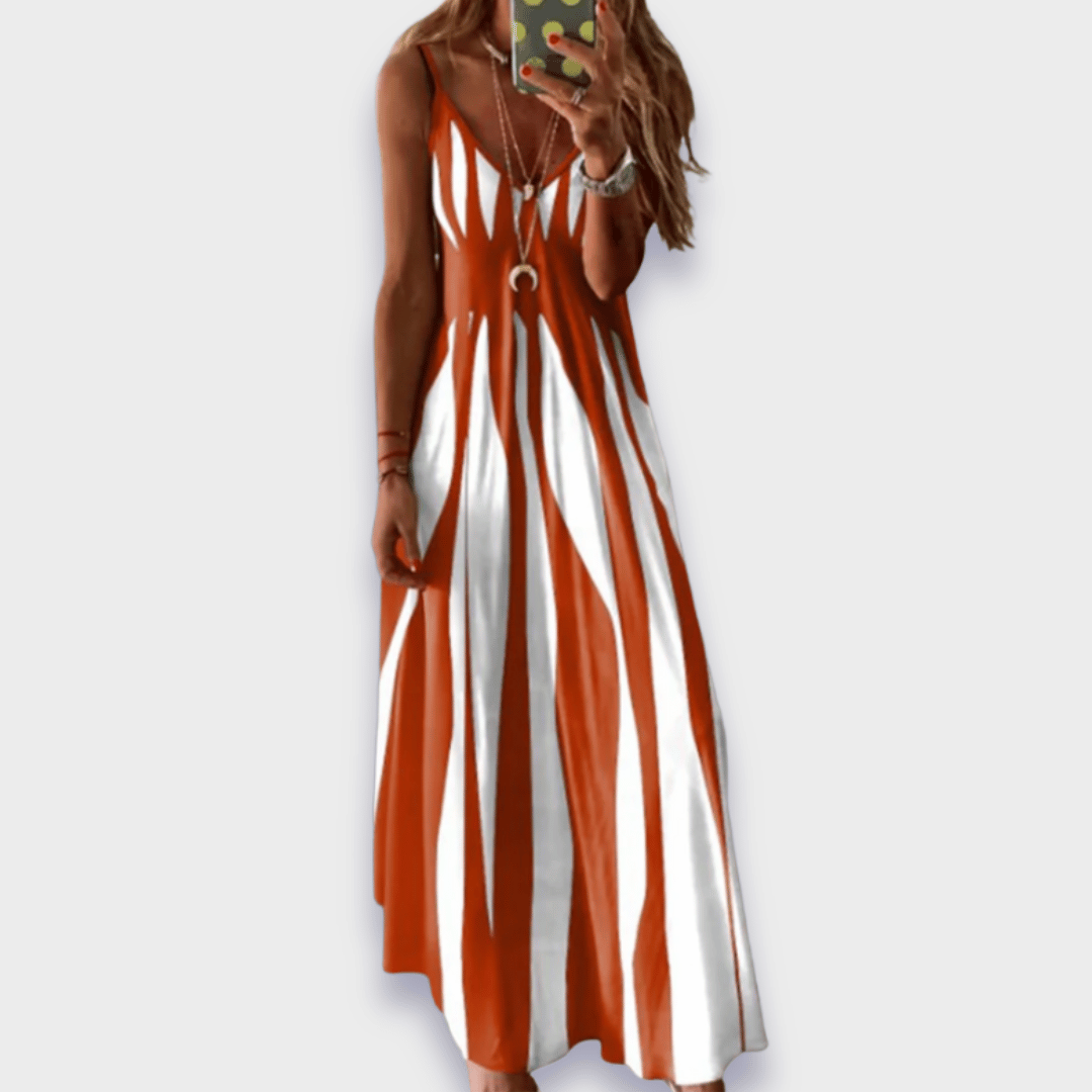 Savora™ – Blossom Striped Sleeveless Maxi Dress