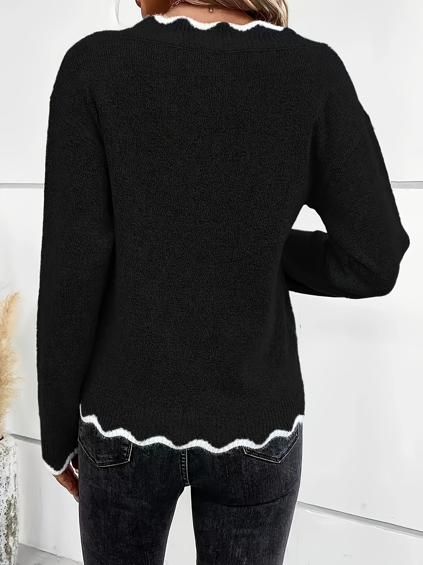 Savora™  – Ruffled V-Neck Sweater