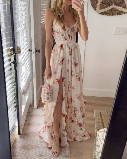 Savora™ – Floral Ruffle Maxi Dress