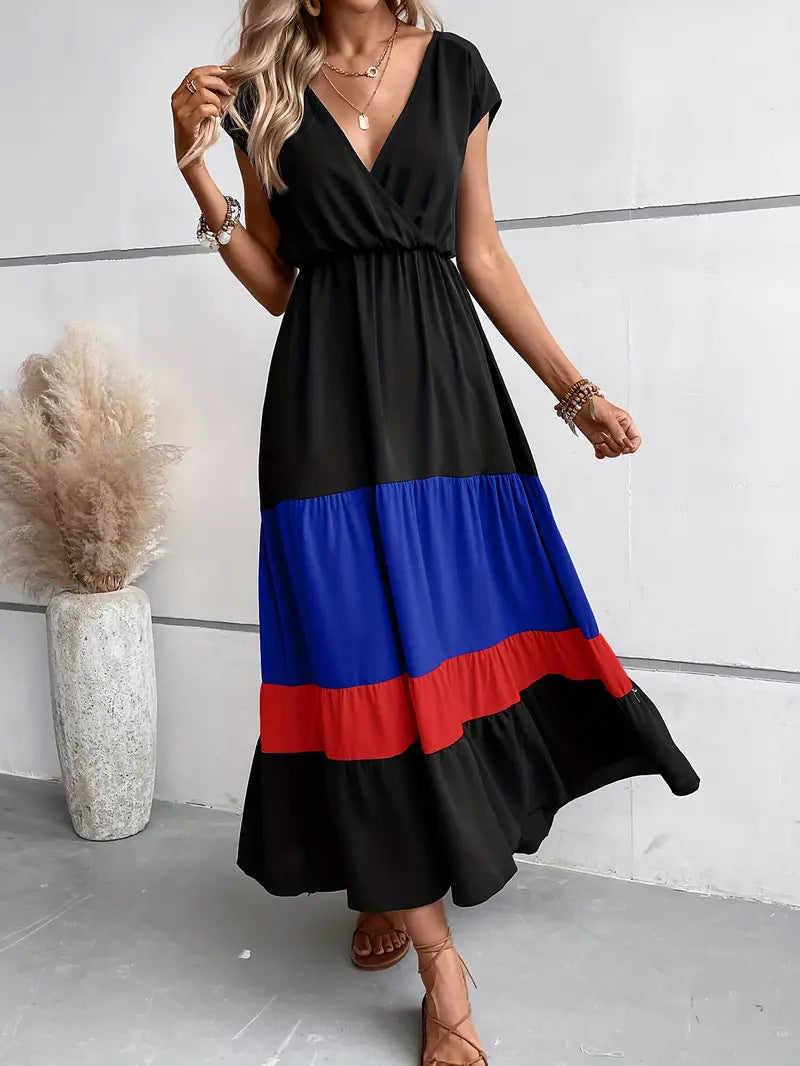 Savora™ – Colour Block Tiered Maxi Dress