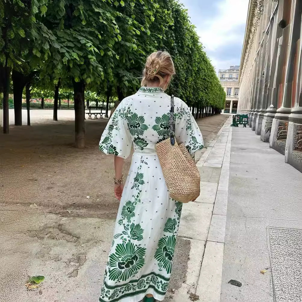 Savora™  – Floral Maxi Shirt Dress