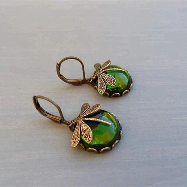 Savora™ - Spherical Dragonfly Earrings in Antique Gold