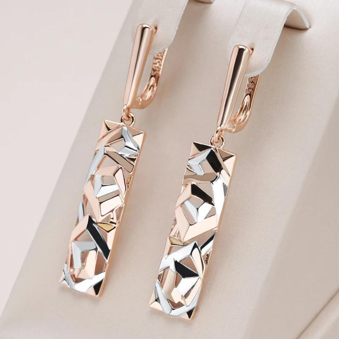 Savora™ - Elegant Rectangular Gold and Silver Earrings