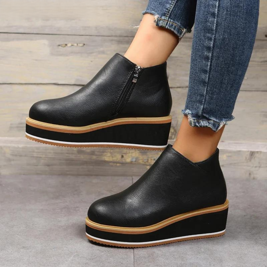 Savora™ | Orthopedic Leather ComfortStep Ankle Platform Boots