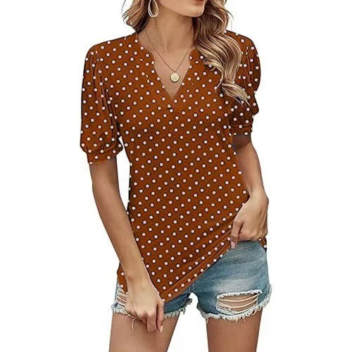 Savora™ – Polka Dot V-Neck Blouse