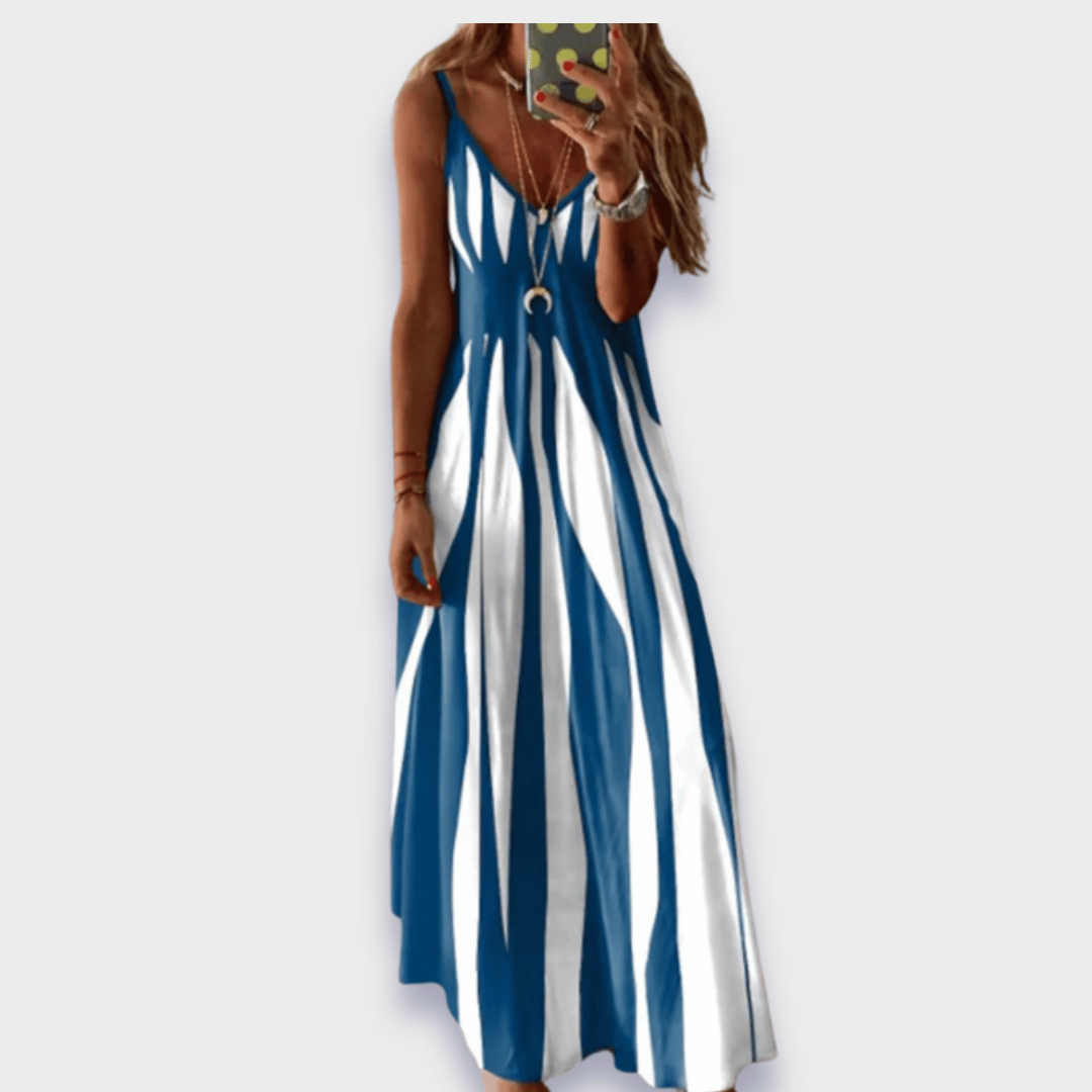 Savora™ – Blossom Striped Sleeveless Maxi Dress
