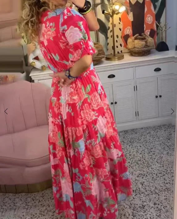 Savora™ – Floral Pleated Maxi Dress