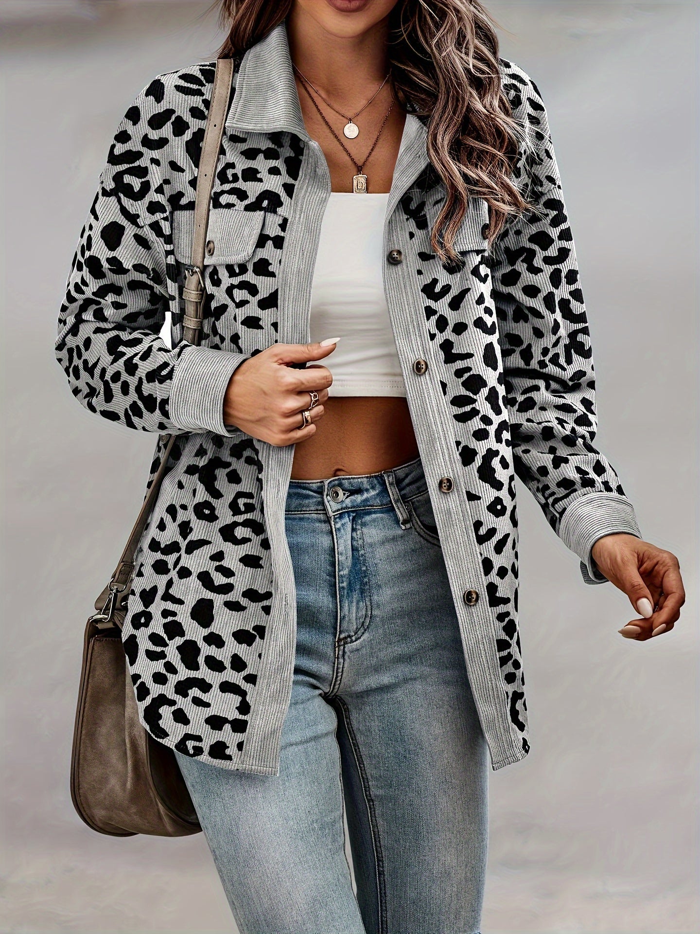 Savora™ - Leopard Print Shacket Jacket