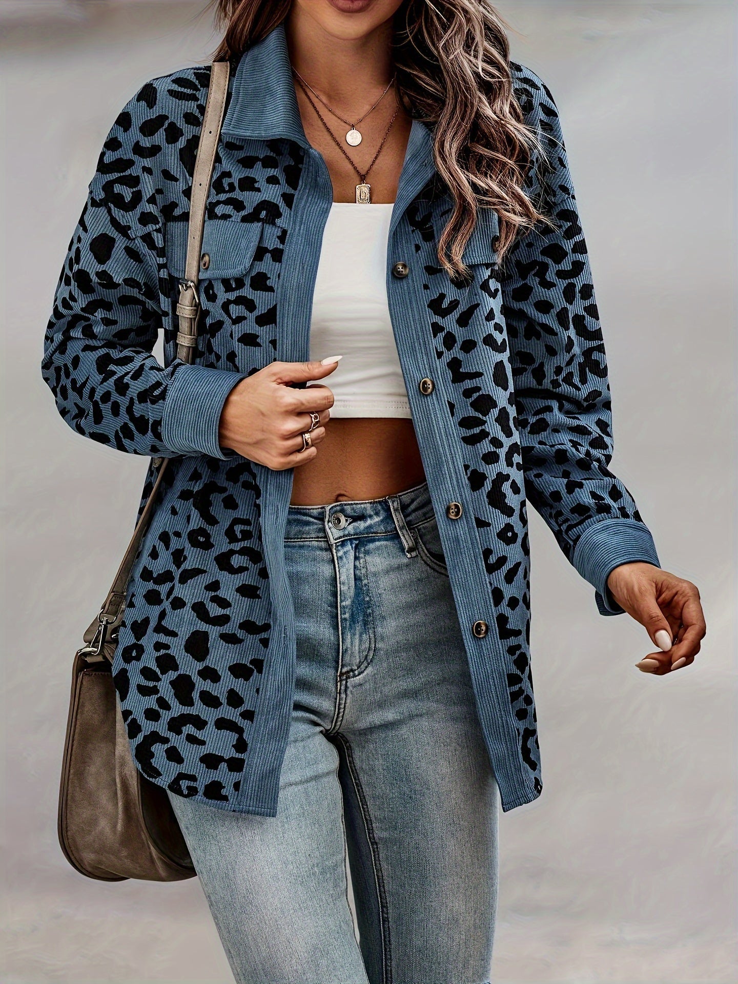 Savora™ - Leopard Print Shacket Jacket